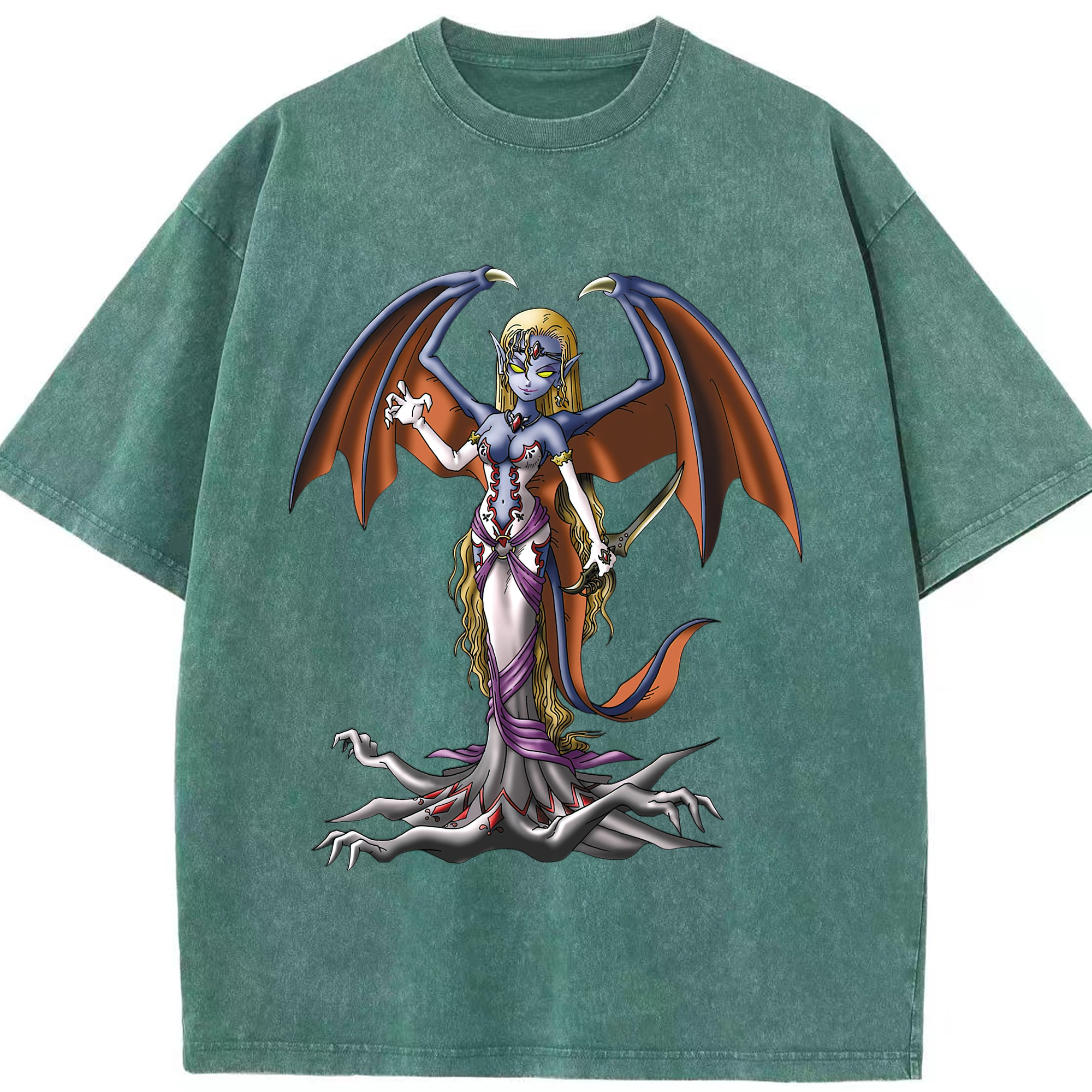 （画像用） ドラゴンクエスト Doragon Kuesuto Dragon Quest 綿100% ヴィンテージ風 半袖Tシャツ（フロントプリント）